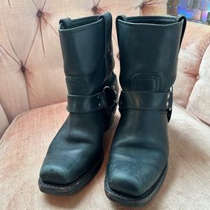 Frye 8R Harness Ankle Boot Bootie Black Leather